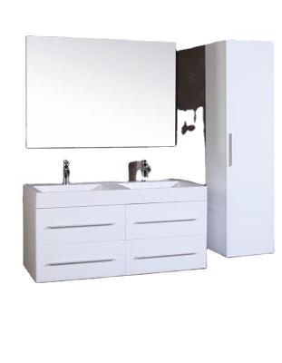 China Modern Luxury 36inch PVC Waterproof Hotel MDF Hotel Double Sink Commercial White Hotel Bathroom Vanity for sale