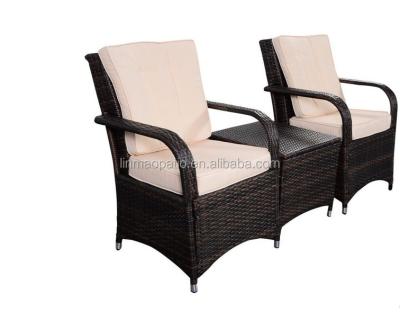 China Modern Modern 3-Piece PE Rattan Wicker Cushioned Seat Patio Set for sale