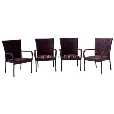 China Modern Outdoor Wicker Dining Chairs Set Of 4 Brown for sale