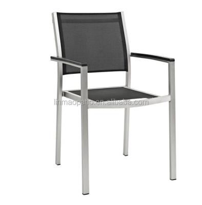 China Modern Shore Outdoor Patio Aluminum Dining Chair Silver and Black for sale