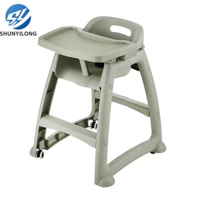 China Factory Wholesale Multifunctional Baby Feeding Chair Eco-friendly Plastic High Movable Baby Chair Belt Sitting Wheel For Portable Restaurant for sale