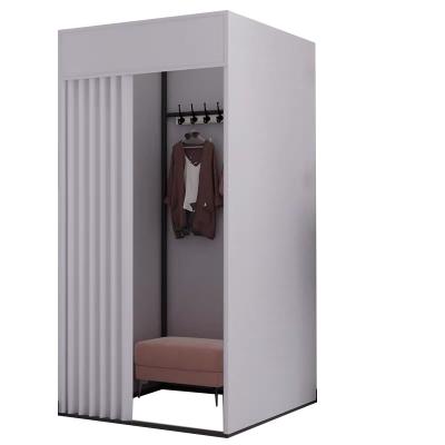 China Wholesale Custom Curtain Manufacturer Shopping Malls Manufacturer Wholesale Custom Curtain Door Black Square Fitting Room Movable Easy Dressing Room for sale