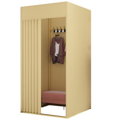 China Shopping Malls Low Price Portable Collapsible Dressing Enclosure Fitting Room Golden Mobile Place Fitting Room for sale