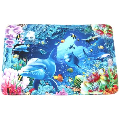 China Hot Selling Washable Printed Mat Bathroom Mat Non Slip Water Absorbable Floor Decor for sale