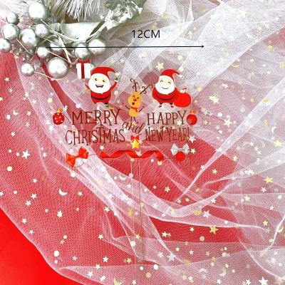 China 2022 New Color Printing Elk Cartoon Santa Claus Acrylic Cake Topper Factory Direct Supply Christmas Party Cake Decoration for sale