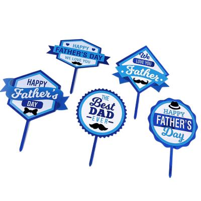 China Factory Direct Supply Best Acrylic Blue Acrylic Cake Topper Color Happy Father's Day Dad Cake Making Topper Decoration Bake for sale