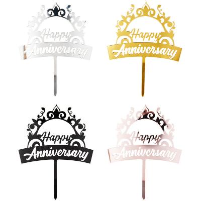 China Happy Birthday Party Wedding Decoration Gold Flash Cake Acrylic Cake Topper for Home Cupcake Party Supplies Topper for sale