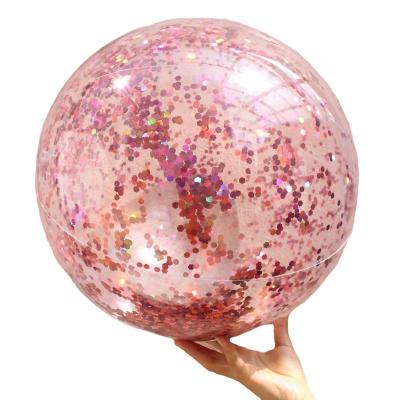 China Beach Water Playing Transparent Ball Pool Beach Ball Toy Inflatable Glitter Confetti Ball Photo Props Kids Toy Party Toys for sale