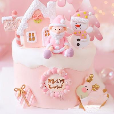 China 2022 Snap-in Pottery CAKE TOPPER Series New Arrival Lovely Snowman Snowman Cake Topper Colorful Gingerbread Soft Card for sale