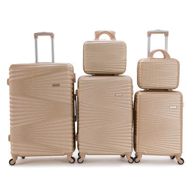 China TRAVEL Luggage Set Travelling suitcase bag 5pcs Women Soft ABS Material Customized Key Logo Spinner wheel luggage for sale