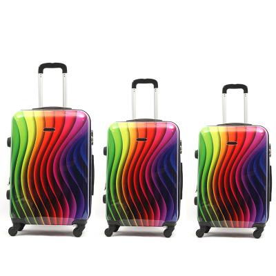 China PC Customized ABS Polycarbonate Trolley Luggage Suitcase Bag Case With Full Printing Hard Shell Travelling Sets for sale