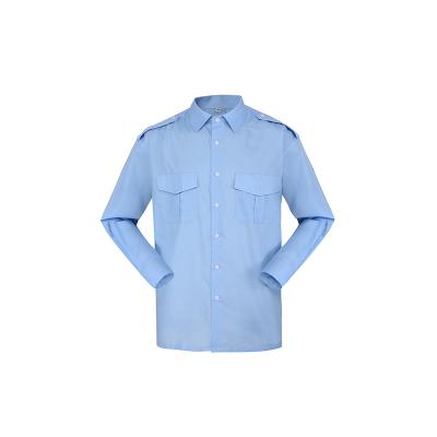 China Custom Made Blue Military Army Officer Army Uniform Comfortable Dress Shirt Breathable Tactical Shirt Anti Shrink for sale