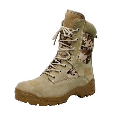 China Comfortable Military Leather Fabric Suede Camouflage Combat Army Tactical Desert Boots For Men for sale