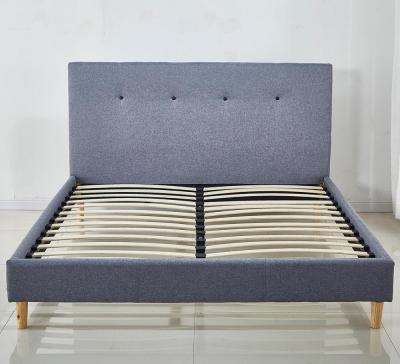 China Luxury Fabric Beds Storage Home Furniture Bedroom Upholstery Slat Wooden Bed Frame Factory Price for sale