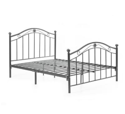 China Black-Silver (Full Size) Twin-Size Adjustable Metal Panel Bed with Headboard and Footboard Metal Bed for sale