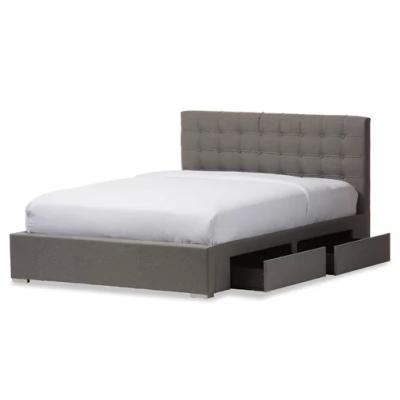 China Modern Soft Leather Wood Bed Storage Fabric Bedroom Furniture Frame Beds for sale