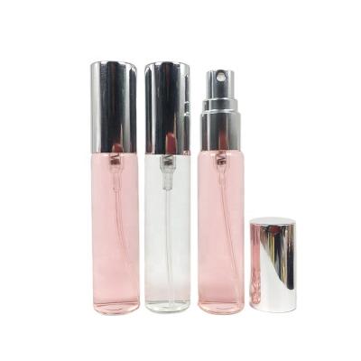 China Wholesale Cosmetic Wholesale Mini Shape Color Glass Custom Perfume Bottles Clear Silver Perfume Bottle Spray Pump Bottle 10ml for sale