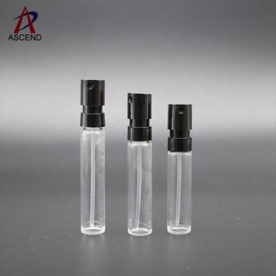 China Mini 1.5ml 2ml 2.5ml Perfume Sample Bottle Glass Vials Small Clear Personal Care Trial Spray Bottle for sale