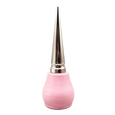 China Unique Custom Fancy Pink Shape 15ml Cosmetic Glass Gel Nail Polish Empty UV Bottle With Brush Gold Silver Cap for sale