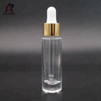 China Personal Care Cosmetic Cylinder Crystal Rose Gold Cap 10ml Essential Oil Bottle Dropper Oil Serum Bottle Beard Oil Bottle for sale