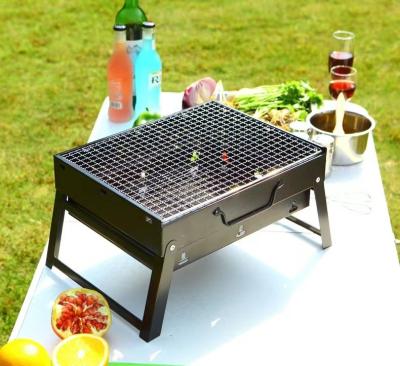 China Easily Assembled Outdoor Mini Charcoal Grill Portable Folding BBQ Grill Grill Tools For Picnics Camping Hike Black for sale