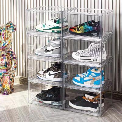 China Popular wall space-saving storage box basketball shoes dustproof cabinet aj transparent acrylic plastic wholesale viable shoe for sale