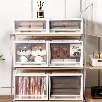 China Viable Transparent Plastic Clothes Matching Box Wardrobe Snack Storage Drawer Storage Box for sale