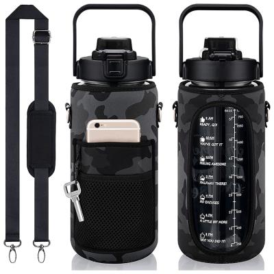 China Half Gallon Waterproof Water Bottle Sleeve Cover With Phone Holder Insulated Waterproof Bag For Sports Bottles Customized for sale