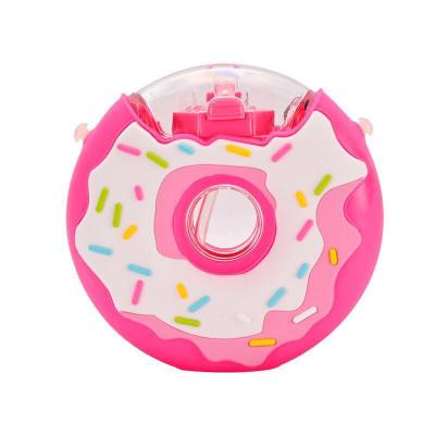 China Hot New Donut 380ml Water Bottle Kids Viable Tritan Straw Kettle Plastic Bottle For Child Bpa Free for sale