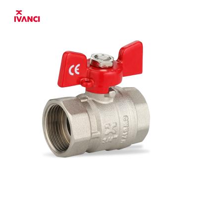 China IVANCI IVC.100217 CW617N Female Thread General Brass Nickel-Pleated Ball Valve With Aluminum Butterfly Top Handle for sale