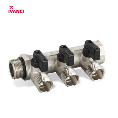 China IVANCI IVC.106580 General 3 Way Quarter Turn CW617n Brass Manifold Valve Floor Heating for sale