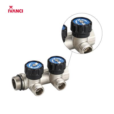 China IVANCI 2 Overall Underfloor Heating Brass Manifold With Faucet for sale