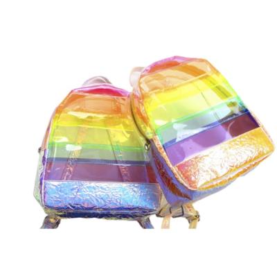 China Summer waterproof fashion custom made backpack for kids student schoolbag clear PVC transparent rucksack for sale