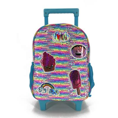 China Polyester Kindergarten Sequin Wheels Backpack for sale