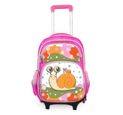 China Waterproof Customized Removable Logo Trolley Bag For Primary Student Backpack With Wheels Cartoon School Trolley Bag for sale