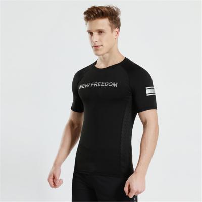 China Drop Shipping Men's Raid Jogging Sleeve Suit Anti-Shrink T-shirt Workout T Shirt Short Slim Tight Gym Wear for sale