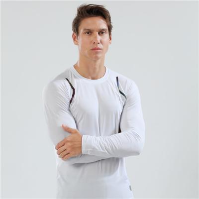 China Antibacterial Mens Tracksuits Sport Workout Wear Long Sleeve Running Shirt Men Slim Fit for sale