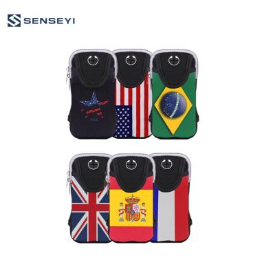 China Waterproof Custom Printing National Flag Neoprene Armband Backing For Phone for sale