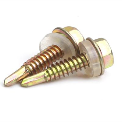 China General Industry Zinc Yellow Roofing Screws Hex Washer Head Steel Self Drilling Screws Factory Cheap Screws for sale