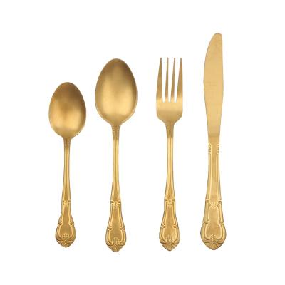 China Viable Wholesale Restaurant Flatware Set 18/10 Gold Stainless Steel Color Brass Flatware for sale