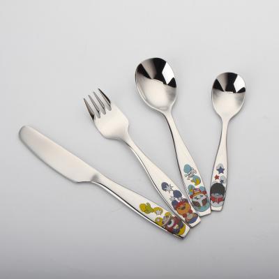 China Cute Kids Cutlery Set 4 Pcs Food Grade Cutlery Set Viable For Children Kids Cutlery Set for sale