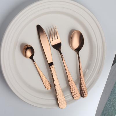 China BC3153 Viable Luxury Rose Gold PVD Plating Brass Dinnerware 24 pcse Cutlery Set for sale