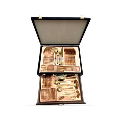 China Amazon Hoffmayer 72pcs Dishwasher Safe Hot Cutlery Basket Cute Gold Cutlery Cutlery Set for sale