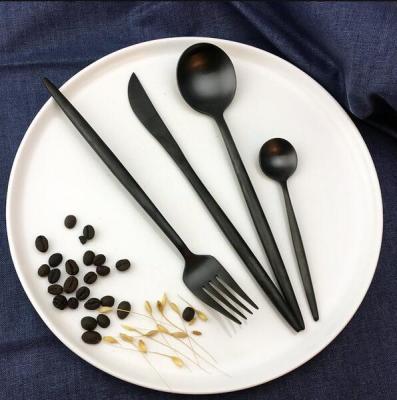 China Durable Black Matte Stainless Steel Cutlery Set Wedding Dinnerware Set for sale