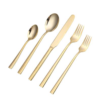 China Sustainable High Mirror Polish Wedding Gold Plated Cutlery Set Mounted Gold Flatware, Spoon And Fork Cutlery for sale