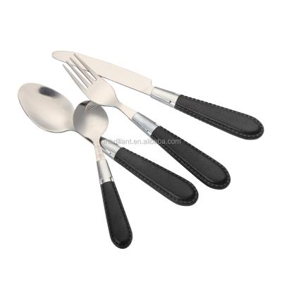 China Food Grade Sustainable Silver Plastic Cutlery Set Older Cheap Cutlery Set With Round Handle for sale