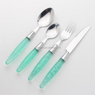 China Contemporary Blue Bubble Handle Cutlery Set Inox Cutlery With Twist Handle For Crossroads Cutlery for sale