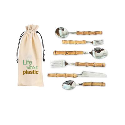 China Sustainable Popular Bamboo Cutlery Gift Set Bamboo Cutlery Vietnam Bamboo Flatware In Pocket for sale