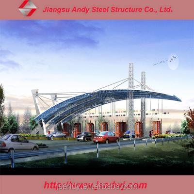 China Factory Price Long Span Galvanized Steel Sheet Truss Thrown For Toll Station Gate for sale