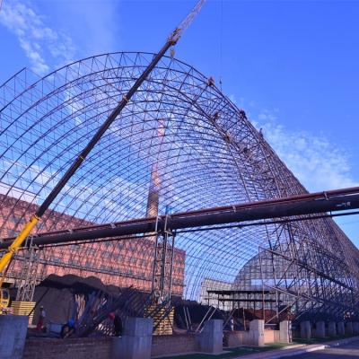 China Prefab Steel Coal Shed Long Space Frame Prefab Steel Frame Coal Dome Arch Dome Structural Covering Shed Storage for sale